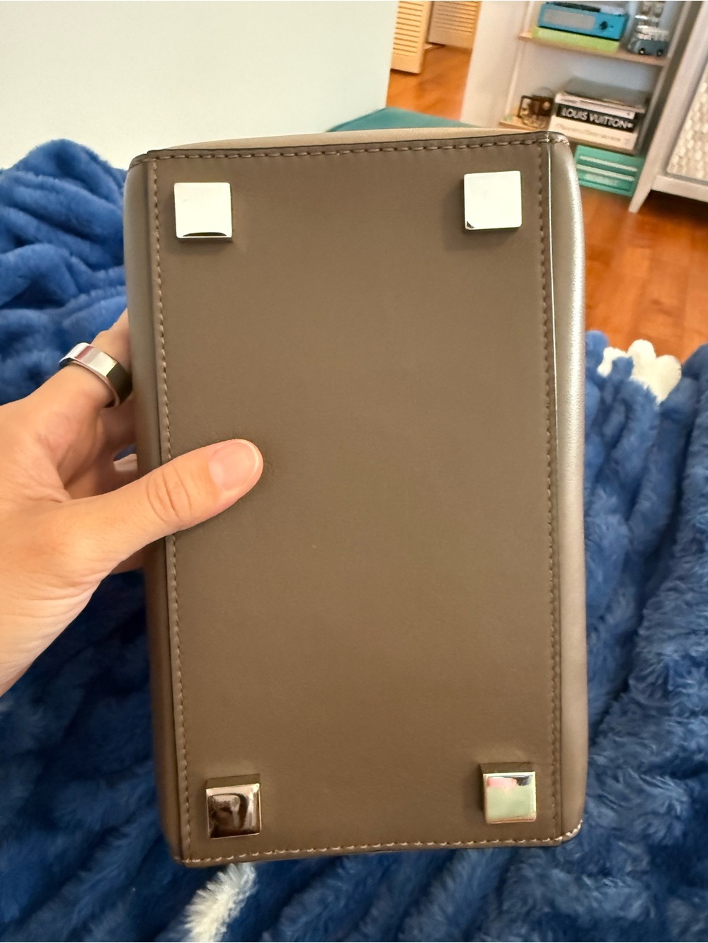 Michael Kors Collection Taupe and Black Leather Satchel - Picture 5 of 9